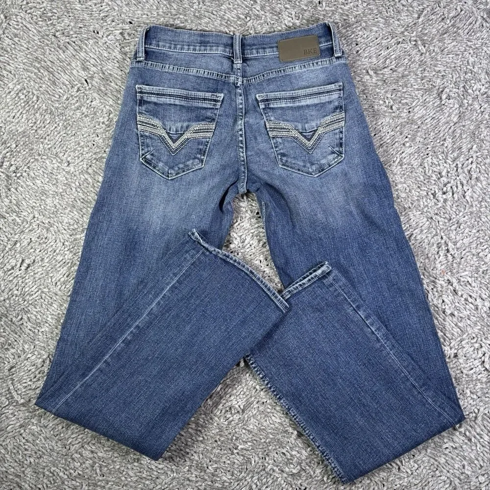 BKE JAKE Mens 30x34 Blue Denim Buckle Stretch Preppy Party Flex Style ABP15388